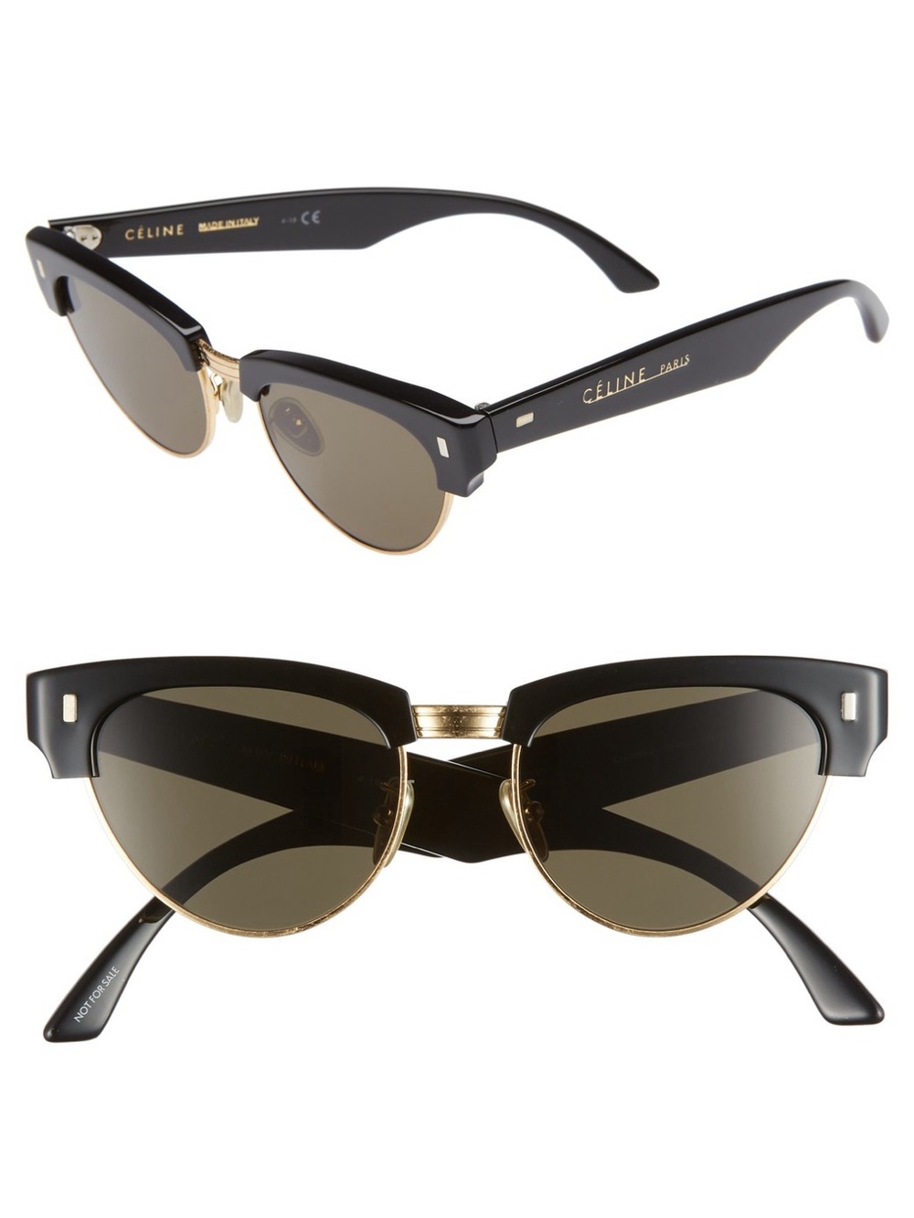 Celine Black and Gold Cat Eye Sunglasses